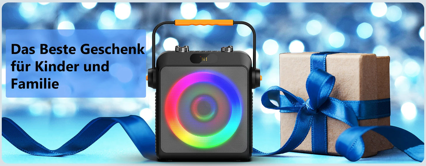 T19-T Karaoke Machine with 2 Microphones, Portable Bluetooth Speaker with RGB Light, Karaoke System for Karaoke Home Party