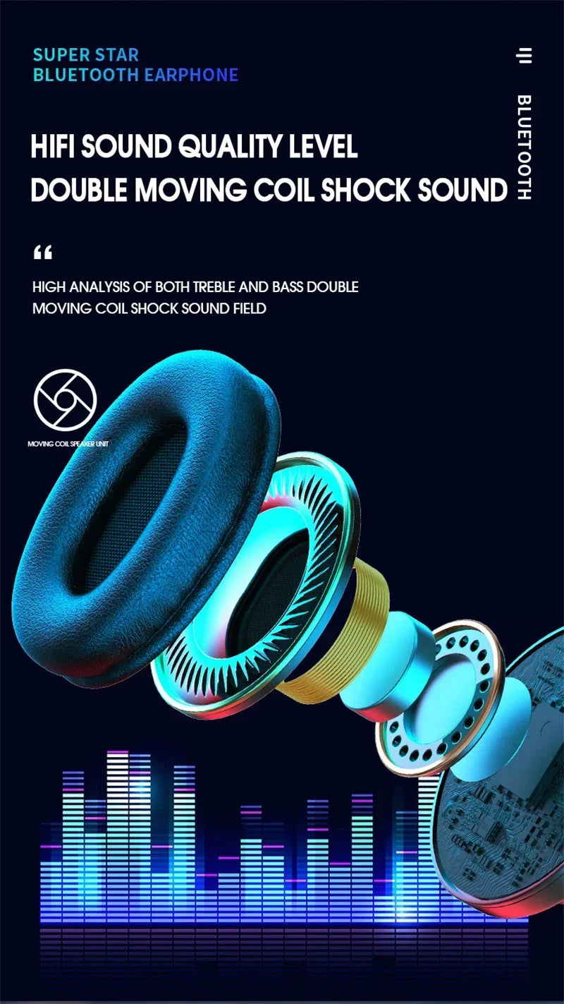Foldable Bluetooth Headsets  Wireless Headphones With Mic Stereo Earphone Support TF Card FM For Xiaomi Iphone Samsung Phone