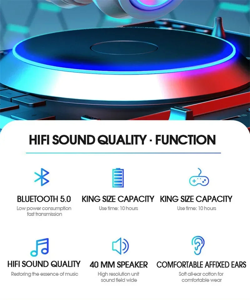 Foldable Bluetooth Headsets  Wireless Headphones With Mic Stereo Earphone Support TF Card FM For Xiaomi Iphone Samsung Phone