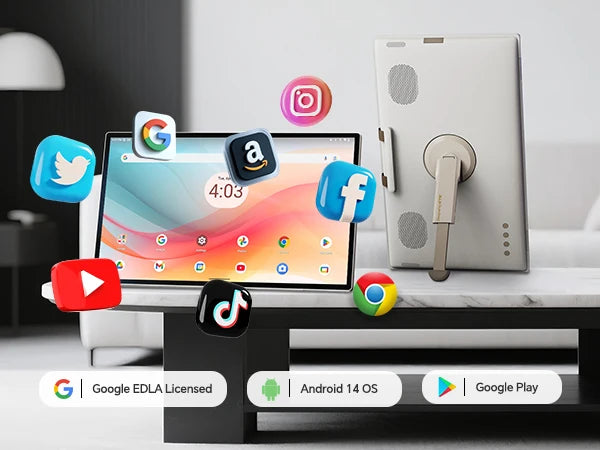 KTC 25 Inch MegPad Portable TV Touchscreen Monitor 1080p, Android 14 Google EDLA Certification with Camera