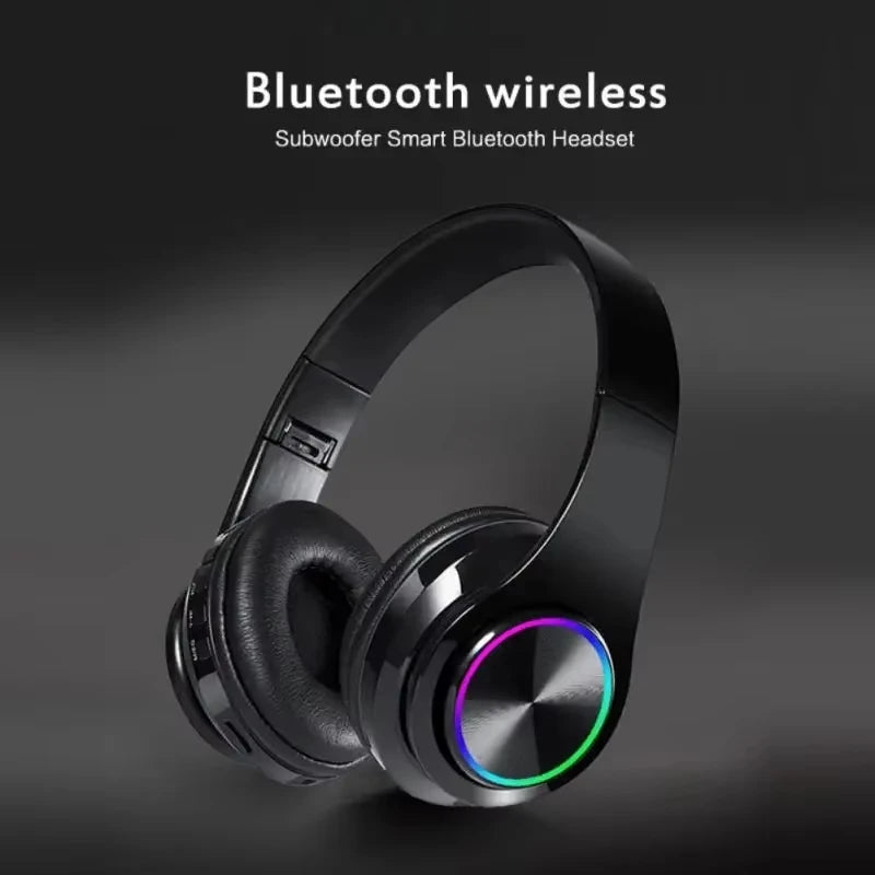 Bluetooth Headset Fold able Headphones HiFi Stereo Earphone With Mic Support SD Card FM For Xiaomi Iphone Samsung Phone Gift