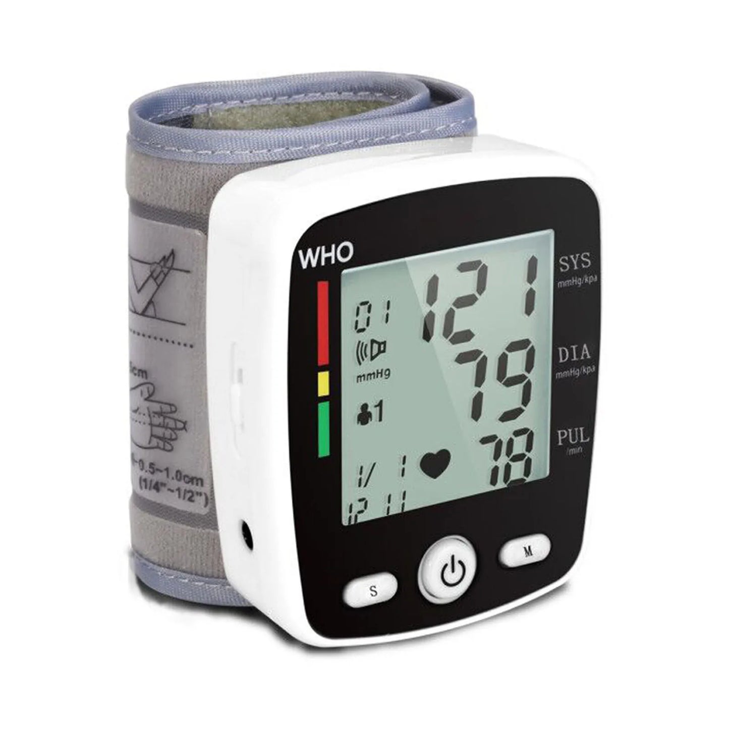Rechargeable Digital Blood Pressure Monitor Wrist Electronic Sphygmomanometer  Tensiometer With LCD Display, 2 X 99 Memory
