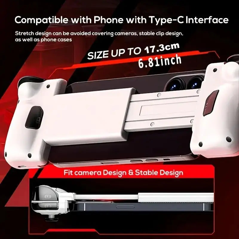 Wireless USB-C mobile gaming controller with Hall effect stick/Hall trigger insert gamepad