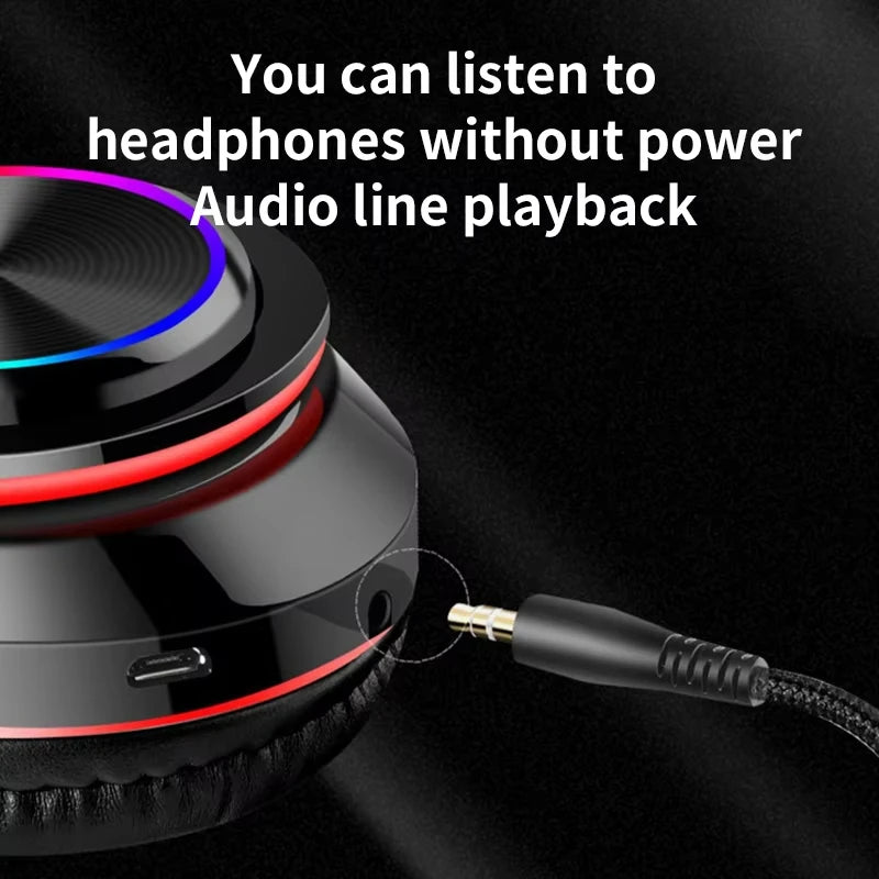 Bluetooth Headset Fold able Headphones HiFi Stereo Earphone With Mic Support SD Card FM For Xiaomi Iphone Samsung Phone Gift