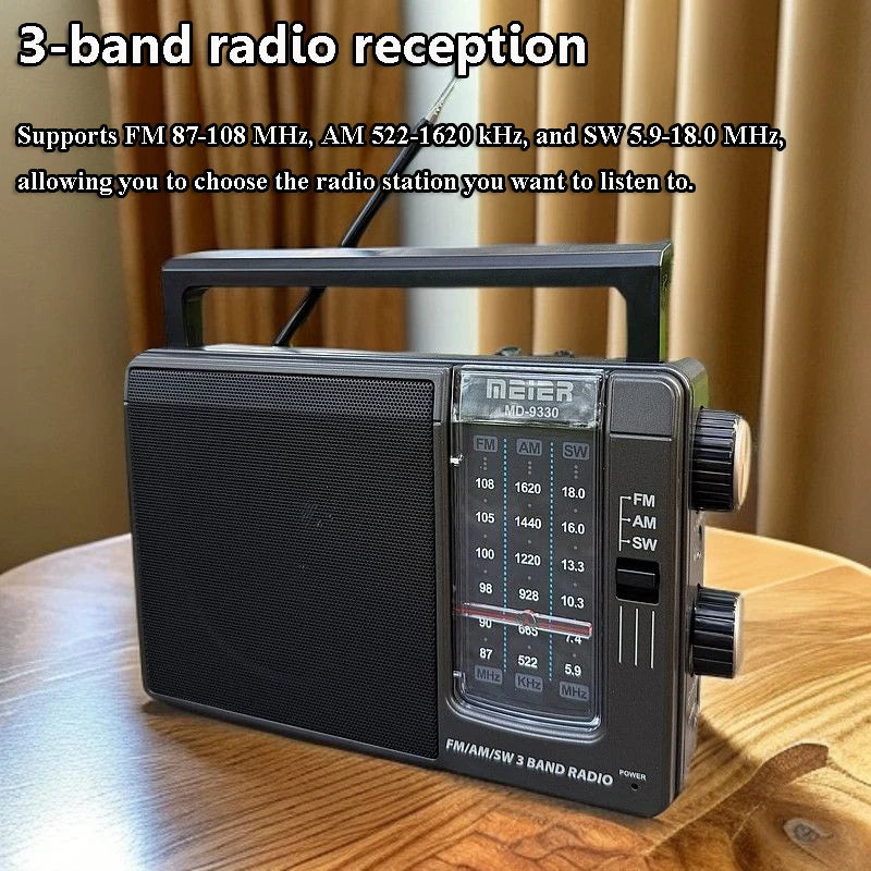 Portable Full Band Radio High Sensitivity FM AM SW Radios Receiver Built-in Speaker Retractable Antenna Support 3.5mm Headphones