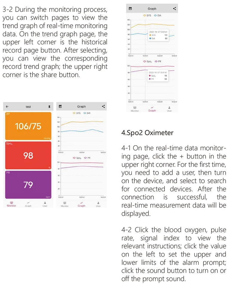 Digital Fingertip Pulse Oximeter & Blood Pressure Monitor 2 in 1 with Bluetooth Household Fingertip OximetroPressure Meter OLED