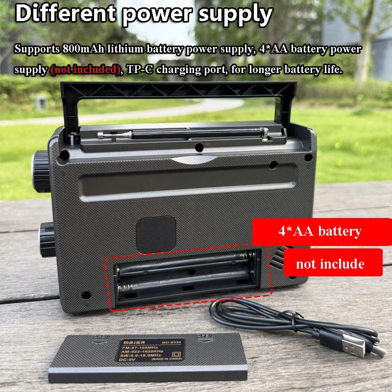 Portable Full Band Radio High Sensitivity FM AM SW Radios Receiver Built-in Speaker Retractable Antenna Support 3.5mm Headphones