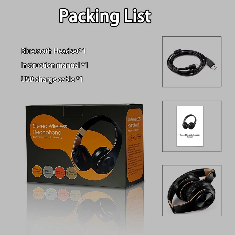 2026 Wireless Bluetooth Stereo Headset Upgrading Sports Overhead Earphone with Mic for Smart Phone TV PC Tablet - Music