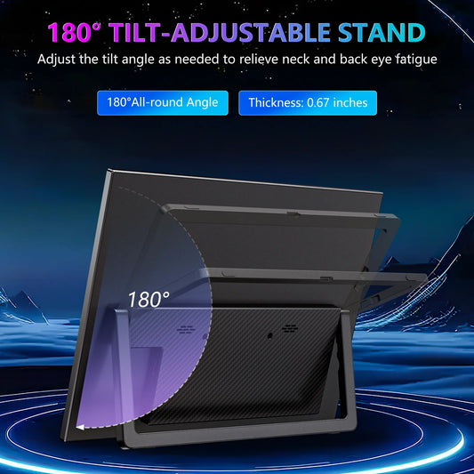 WUAWE 14inch Portable Monitor 1920*1080 USB-C HDMI and Type-C Travel Monitor, External Second Computer Monitor for PC Mac Phone