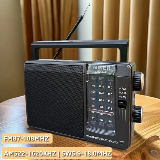 Portable Full Band Radio High Sensitivity FM AM SW Radios Receiver Built-in Speaker Retractable Antenna Support 3.5mm Headphones
