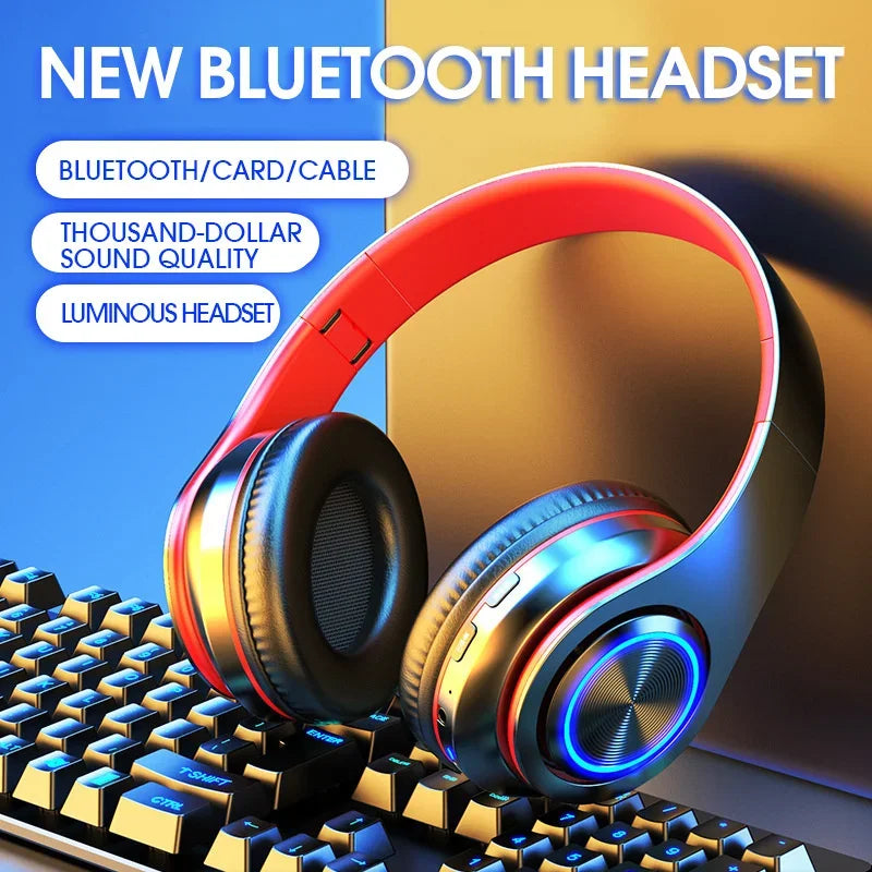 Foldable Bluetooth Headsets  Wireless Headphones With Mic Stereo Earphone Support TF Card FM For Xiaomi Iphone Samsung Phone