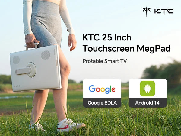 KTC 25 Inch MegPad Portable TV Touchscreen Monitor 1080p, Android 14 Google EDLA Certification with Camera