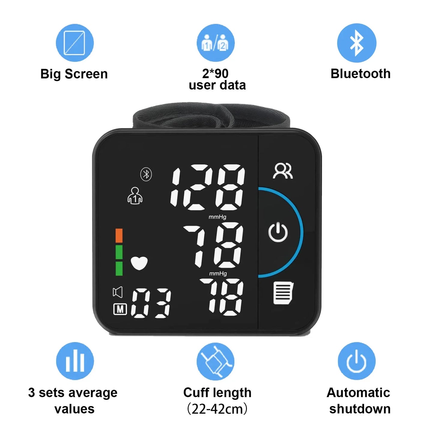 Health Guarder: Blood Pressure Monitor with Bluetooth, Data Export, Dual User Mode & Irregular Heartbeat Detection