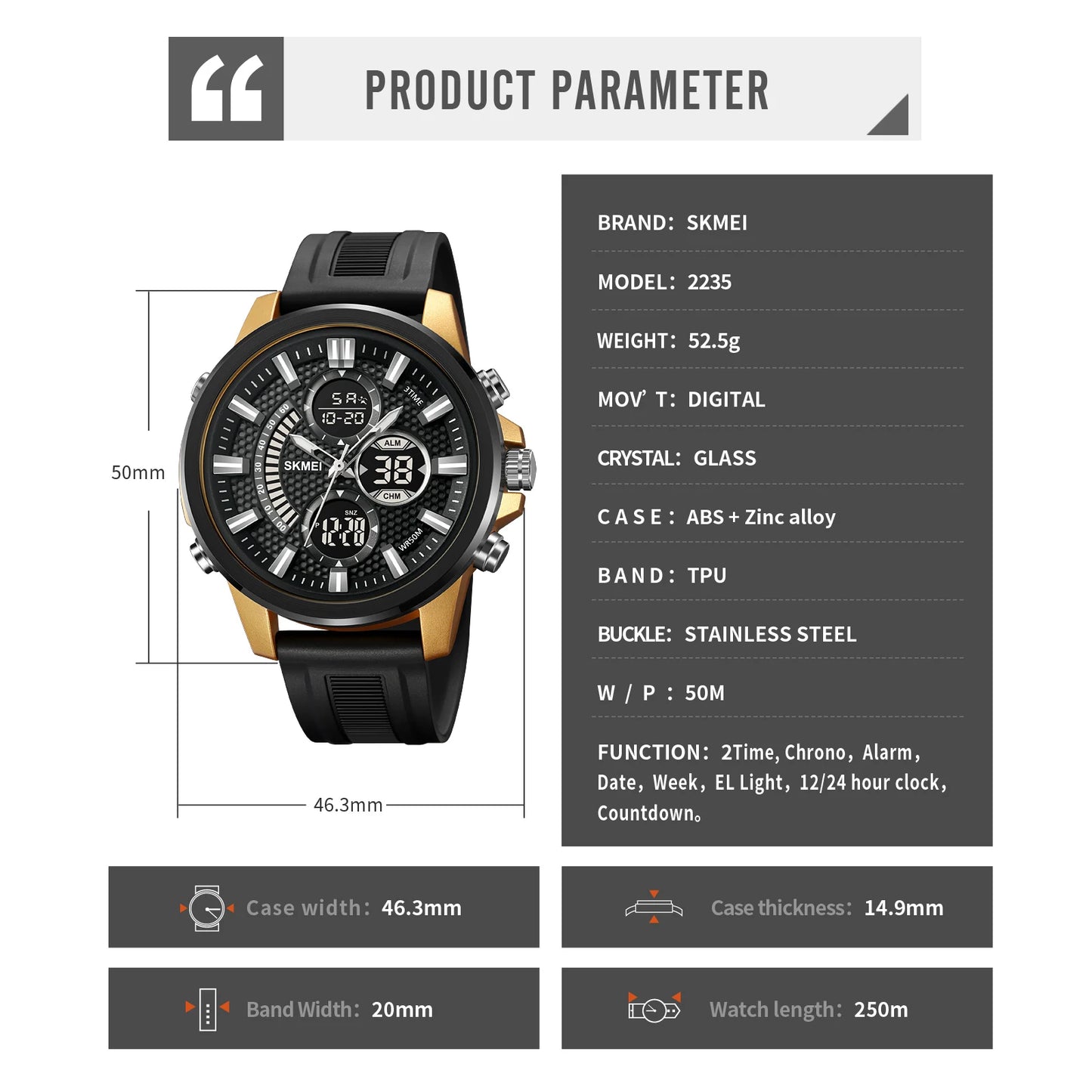 SKMEI Man Electronics Digital Wristwatches For Men Back Light Sport Watch 5Bar Waterproof Chrono Alarm Date Clock Reloj Hombre