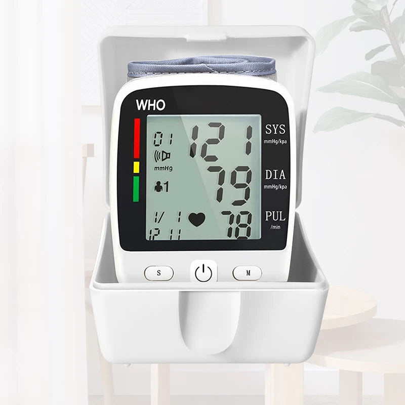 Rechargeable Digital Blood Pressure Monitor Wrist Electronic Sphygmomanometer  Tensiometer With LCD Display, 2 X 99 Memory