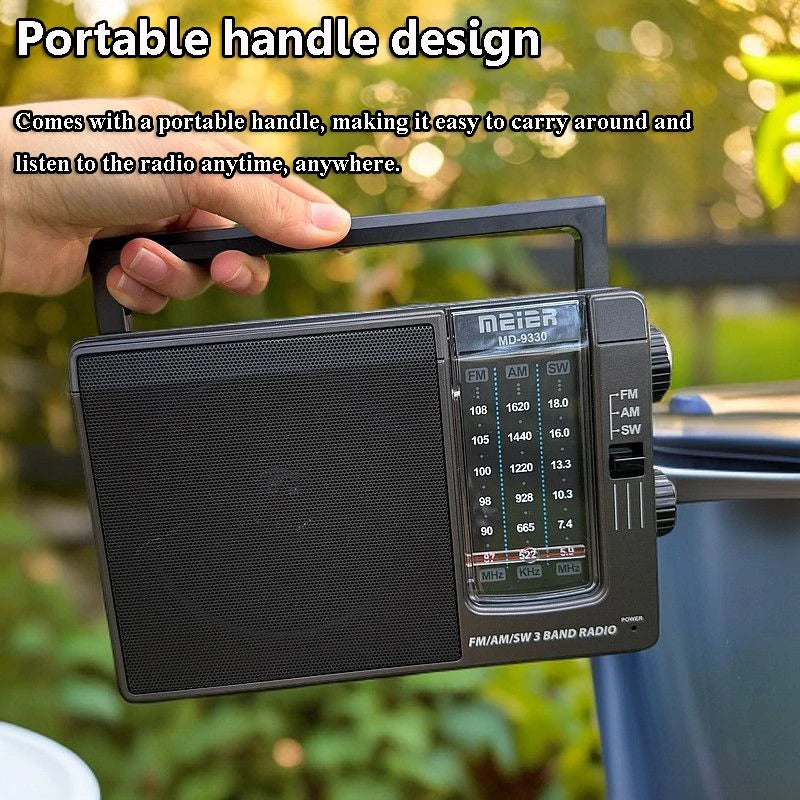 Portable Full Band Radio High Sensitivity FM AM SW Radios Receiver Built-in Speaker Retractable Antenna Support 3.5mm Headphones