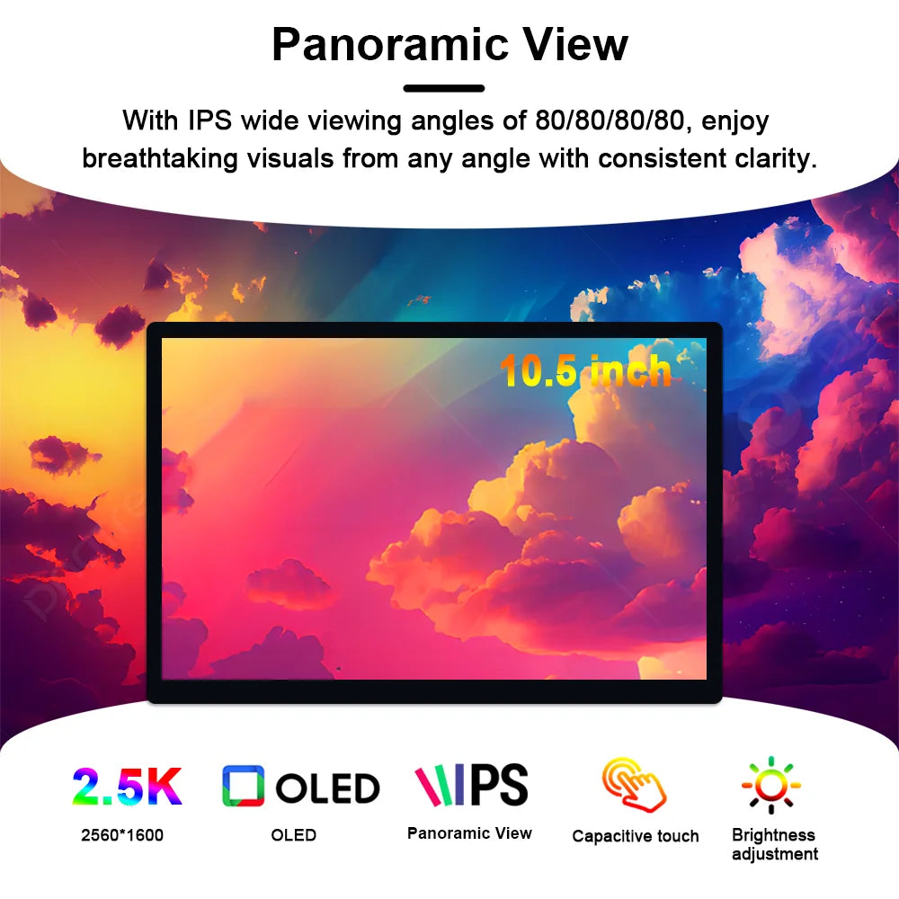 Amoled Display 10.5 Inch OLED Touchscreen 2K 2560x1660 16:10 IPS AM-OLED 60Hz Laptops Raspberry Pi Panel