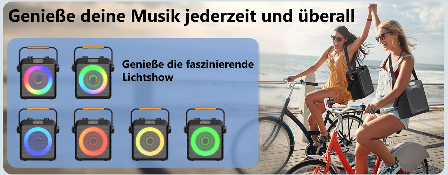 T19-T Karaoke Machine with 2 Microphones, Portable Bluetooth Speaker with RGB Light, Karaoke System for Karaoke Home Party