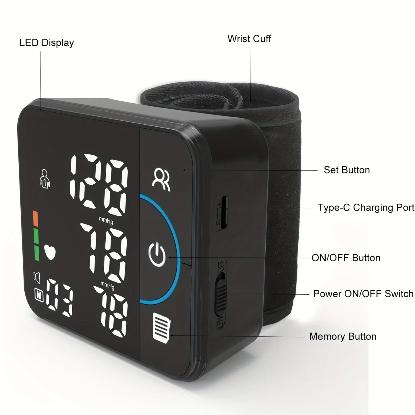 Health Guarder: Blood Pressure Monitor with Bluetooth, Data Export, Dual User Mode & Irregular Heartbeat Detection