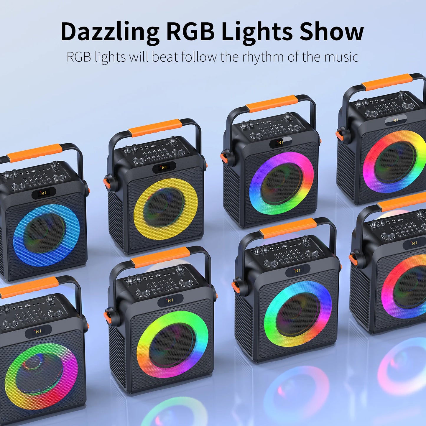 T19-T Karaoke Machine with 2 Microphones, Portable Bluetooth Speaker with RGB Light, Karaoke System for Karaoke Home Party