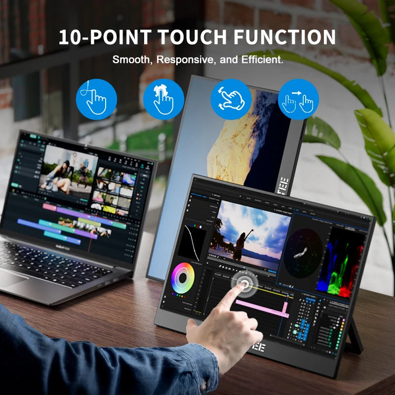 HGFRTEE Portable Touch Monitor 14.1 Inch Ultra-thin Touch Portable Laptop Monitor for Laptops PC Mobile Phone Xbox PS4/5