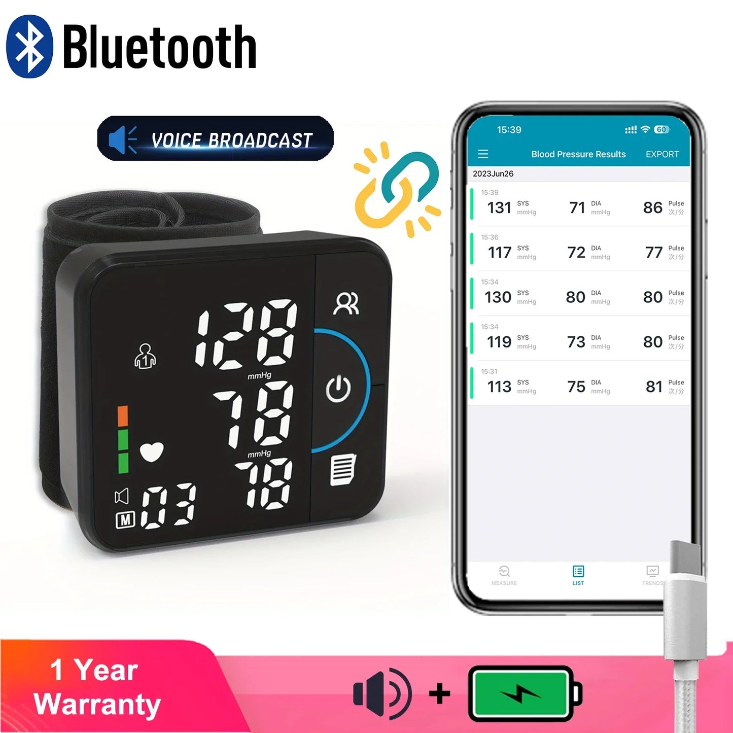 Health Guarder: Blood Pressure Monitor with Bluetooth, Data Export, Dual User Mode & Irregular Heartbeat Detection